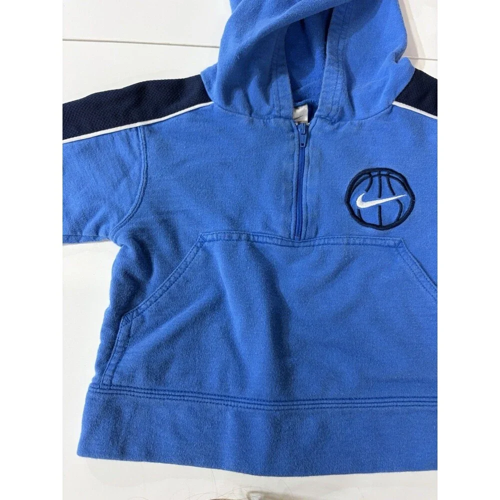 Vintage/y2k Nike Baby 12 Months Blue/Navy Colorblock 1/4 Zip Hoodie w/ Pockets